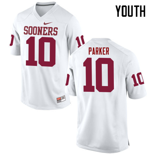 Youth Oklahoma Sooners #10 Steven Parker College Football Jerseys Game-White - Click Image to Close